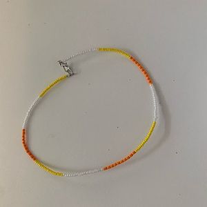 orange yellow and white beaded choker